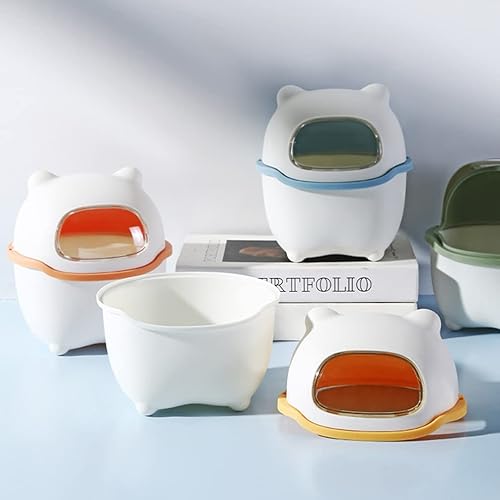 Vista 9 de Hemoton Mini cesta de basura de escritorio con tapa, mini botes de basura pequeños, contenedor de basura de dibujos animados, organizador