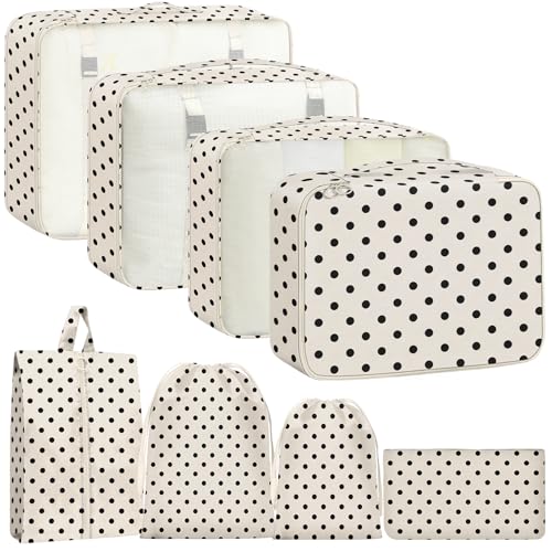 Packing Cubes for Travel - 8 Set Luggage Organizer Bags for Family, Mesh Breathable Packing Cubes for Suitcases Durable Travel Essentials Bags Set