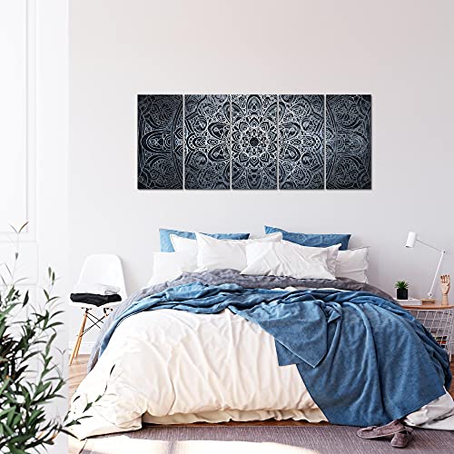 Runa Art Wandbild XXL Mandala Abstrakt 200 x 80 cm Schwarz Weiss Grau 5 Teilig - Made in Germany - 109455c – Bild 3