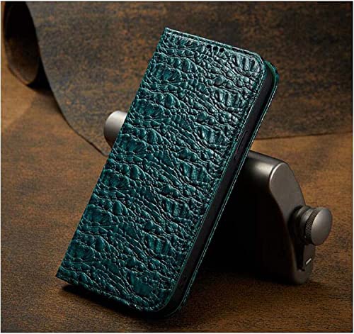 Étui iPhone SE 2022 à rabat en cuir crocodile vert avec porte-cartes