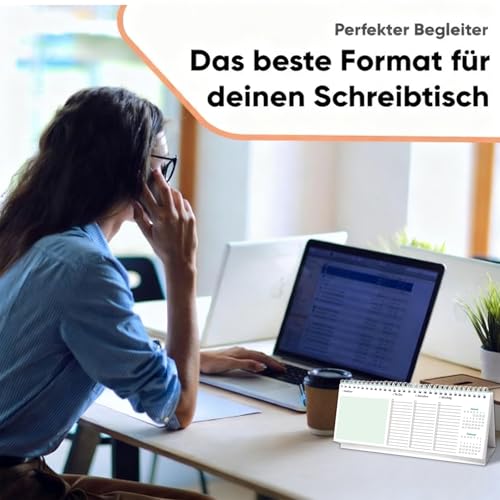 Mezere Tischkalender 2026 Quer Wochenkalender 2026 Kalender Planer,1 Woche 2 Seiten als Querkalender 2026 Monatskalender Stehkalender Mit Notizblatt,Ringbindung