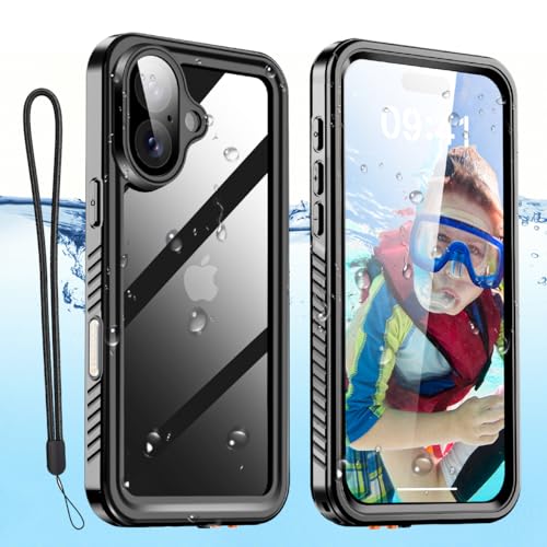 AICase Compatible with iPhone 16 Plus Case Waterproof Clear Water Proof Built-in Screen Protector Shockproof Dustproof Snowproof Full Body Rugged Underwater Phone Case