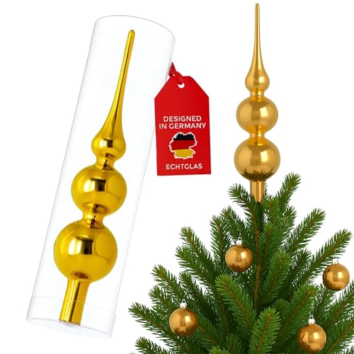 SantaTime Weihnachtsbaumspitze Echtglas glänzend 30cm - Extra...