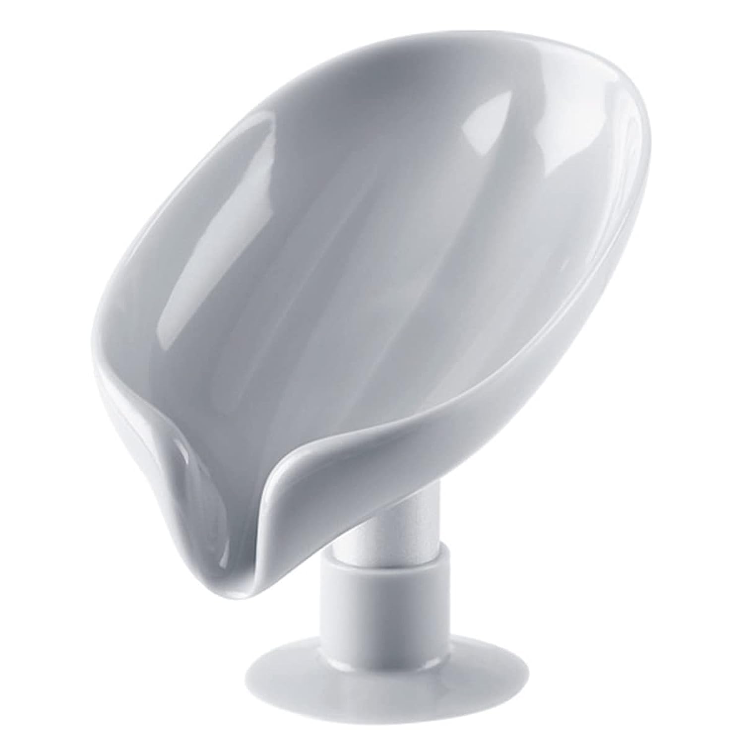 ECVV Soap Dish Leaf-Shape Self Draining Soap Holder for Bathroom Shower, Kitchen Sponge Tray for Sinks Countertop, Easy Clean Bar Shower Dish Rack Gray