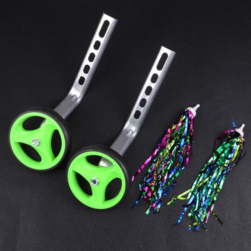 Ruedas de entrenamiento auxiliares para bicicleta Abaodam, universal 12-20 pulgadas con soporte de equilibrio color verde para niños y bicicletas miniatura 4