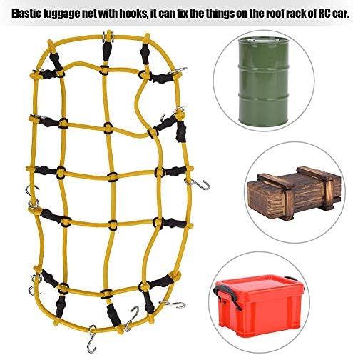 RC Car Roof Decoration, RC Car Luggage Rack Decoration Elastic Luggage Net Storage Box Ladder Rich Simulated Accessories Fit for 1/10 RC Crawler Car