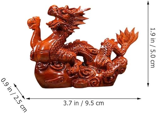 Miniatura 3 de Veemoon Estatua de madera de dragón chino Fengshui, 3.9 in, mini rojo 2024 Año del Dragón, figuras de dragón del zodiaco chino tallada a mano para