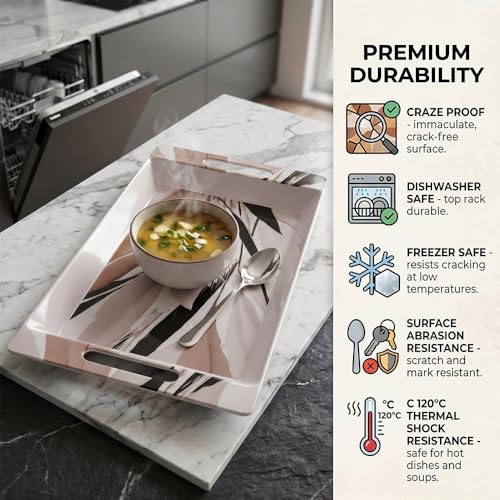Image of U.P.C Serving Tray Set of 2 / Tray Set for Serving Premium Printed Tray for Serving /Multi-Use Serving Plate (Small, Medium)