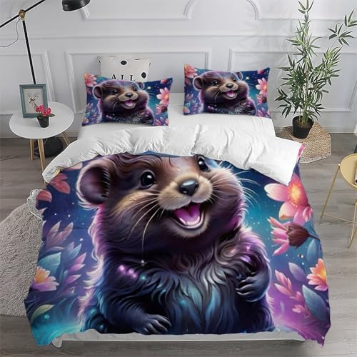 Housse de couette King en microfibre douce avec impression 3D animaux et ses taies - 6