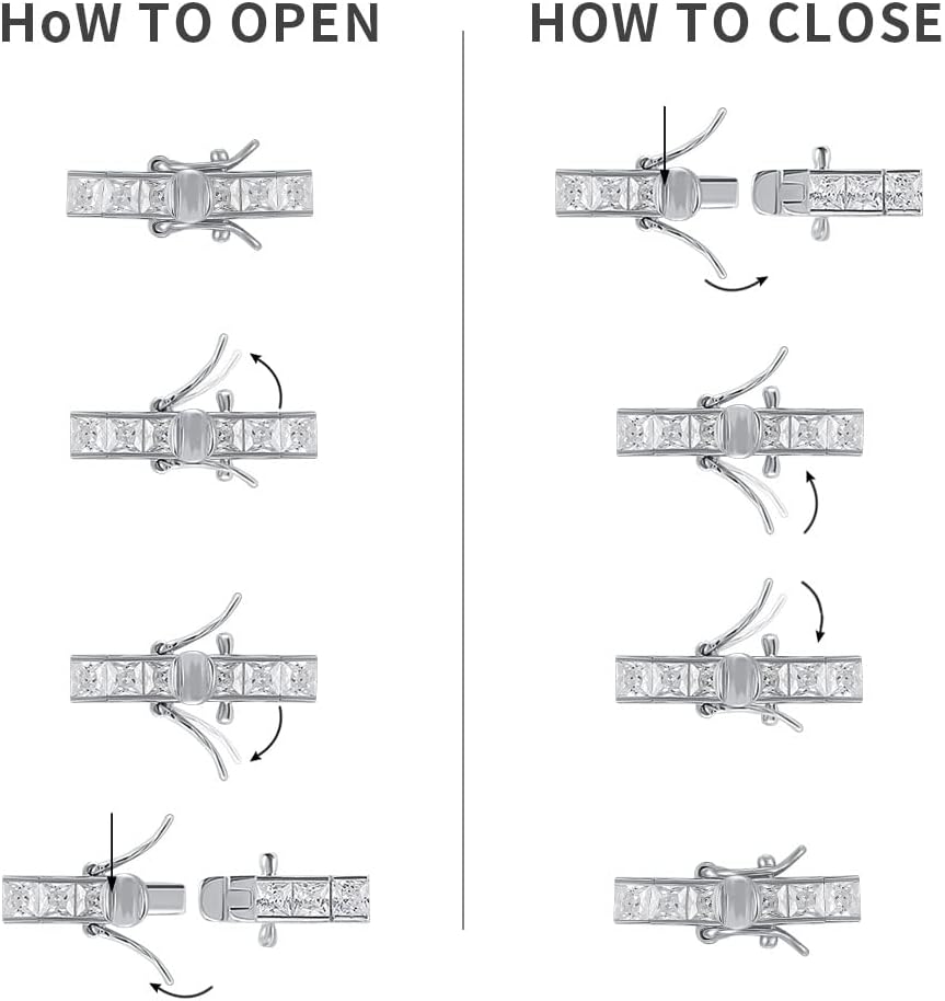 Kose 925 Sterling Silver Bracelets for Women and Men | Princess and Round Cut 3mm Cubiz Zironia Classic Tennis Bracelet | Size 6.5-8 inches - Image 5