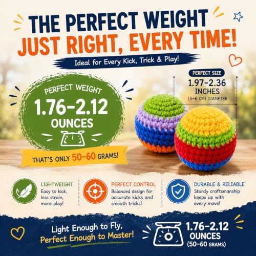 ASONA Footbag Balls 2 Pack, Colorful Crochet Kick Balls for Outdoor Games — view 3