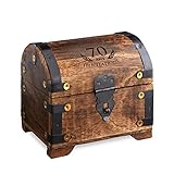 MALLE AU TRÉSOR AVEC COUVERCLE : La boîte cadeau en bois véritable est un produit de haute qualité. Vous pouvez l'offrir pour des multiples occasions - pour un cadeau romantique et individuel.