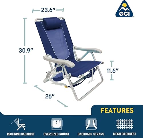 Miniatura 3 de GCI Outdoor Waterside - Silla de playa tipo mochila - Azul real