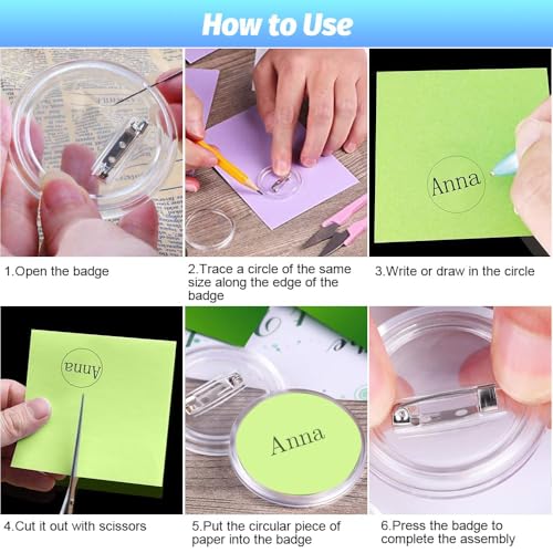 RXKFIGX 30 PCS Acrylic Clear Button Badge Making Kit 60mm with Pin for Custom DIY Design - Image 4