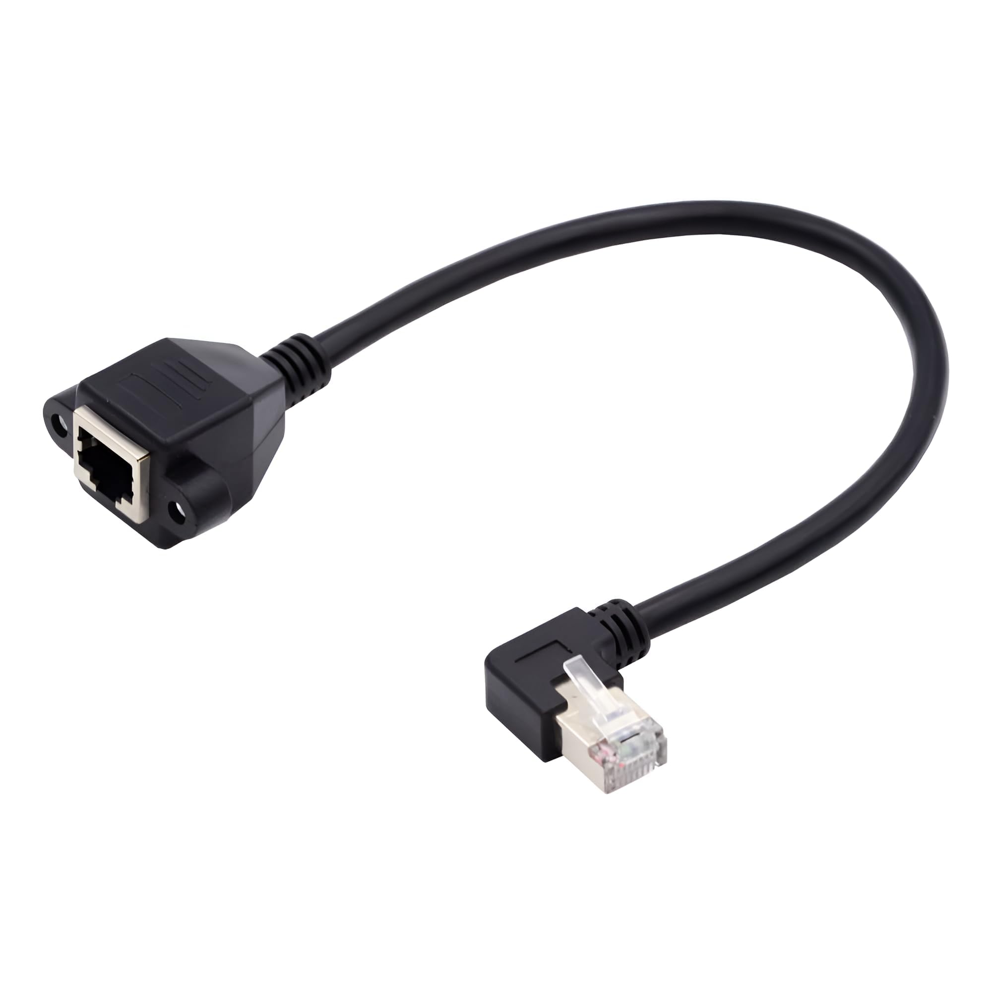 fdealz [ 30 CM ] 90 Degree RJ45 Ethernet Extension Cable, RJ45 Male to Female Ethernet Network Connector Screw Panel Mount Extension Cable, 8P8C Network Extension for Router, Set Top Box-picture-25