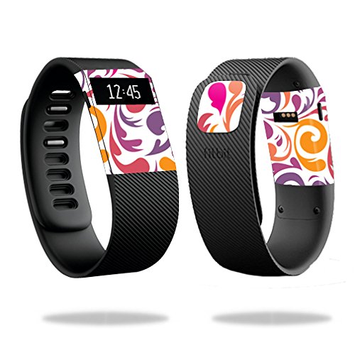 MightySkins Skin Compatible with Fitbit Charge Watch Cover wrap Sticker Skins Swirly Girly