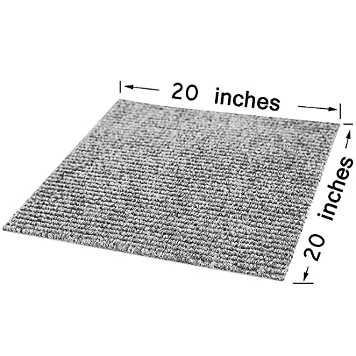 Nisorpa Heavy Duty Carpet Squares with Tapes 20x20 inch Light Grey 20