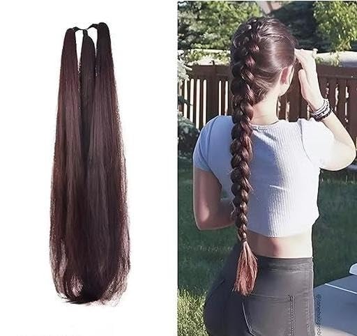 Expertcollection Synthetic Hair Parandi Choti Extension Long Straight Clip On Hairpiece Women Girls Easy Use Brown Free Size-picture-18