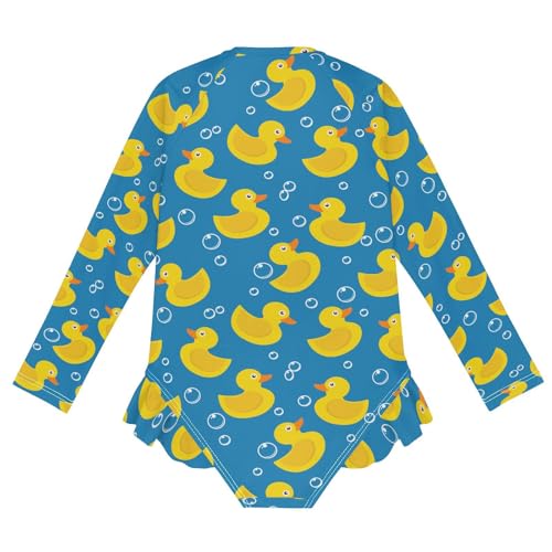 Girls Long Sleeve Ruffle Swimsuit One Piece Zipper Rash Guard Bathing Suit with UPF 50+ Sun Protection Swimwear2