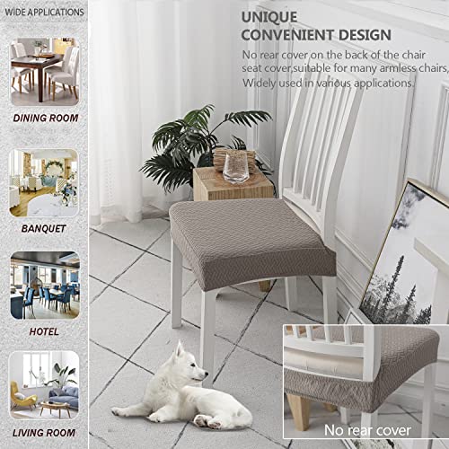 KELUINA Stretch Lattice Jacquard Waterproof Chair Seat Covers for Dining Room 1/2/4/6 PCS Chairs Covers Dining Chair Covers Kitchen Chair Covers (Taupe,6 Pcs) - Image 4