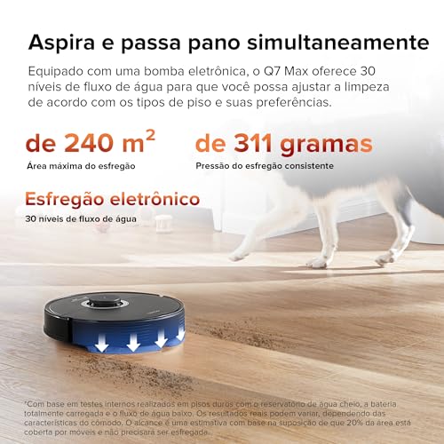 Robô aspirador de pó e passa pano Roborock Q7 Max, sucção 4200Pa, LiDAR, mapeamento vários andares,