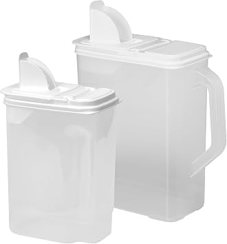 Buddeez Pet Food Storage Containers - 2 Count Bird Seed Dispenser with Pour Tight Lids and Easy Pour Spouts, 8 Qt and 3.5 Qt,