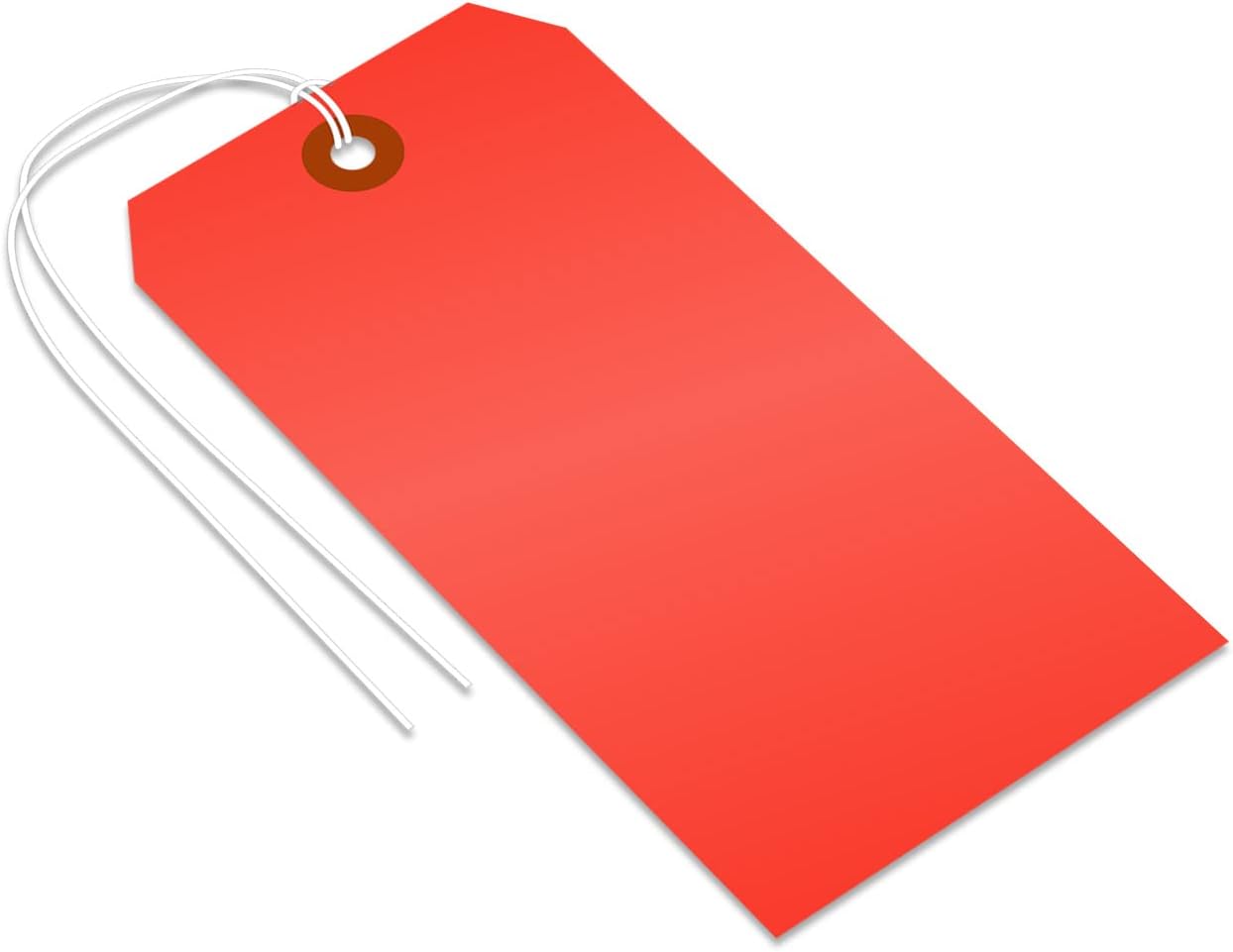 SmartSign Fluorescent Red Blank Tags with Pre-Attached String - Pack of 1000, Size-6, 13pt Thick Cardstock Tag, 5.25" x 2.625" with Reinforced Fiber Patch : Blank Labeling Tags : Office Products