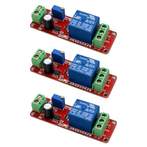 KEAcvise 3 Packs NE555 Adjustable Delay Timer Module, 0-10 Seconds Precision Timing Relay Switch, 12V DC with 250V/10A 2000W Output for Industrial & Automotive Control