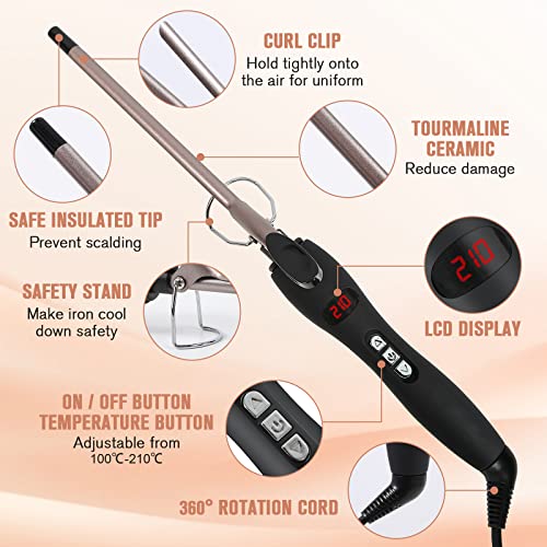 Thin Curling Iron 9Mm Small Barrel Curling Wand Professional Ceramic Hair Curlers Curling Iron For Short & Long Hair Curling Iron With Digital Adjustable Temperature #TOP2