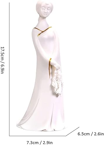 Miniatura 2 de Escultura Figura de mesa Estatua Mujer De Pie Porcelana Blanca Dorada Ornamento De Escritorio Zen Clásico Hecho A Mano Arte Decoraciones Estatua