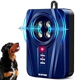 Queenmew Dog Bark Deterrent Devices, Automatic Anti Barking Device with 4 Ultrasonic Transmitters Long Range 50FT, 3 Mode Rechargble Barking Control Devices, Effective Stop Bark Box Outdoor & Indoor
