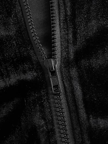 Floerns Women's Gothic Zip Up Velvet Jackets Drawstring Long Sleeve Crop Hoodies4