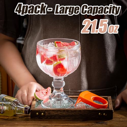 Claplante Schooner Beer Glasses, 21.5 Oz Extra Large Margarita Glass Set Of 4 thumb #1
