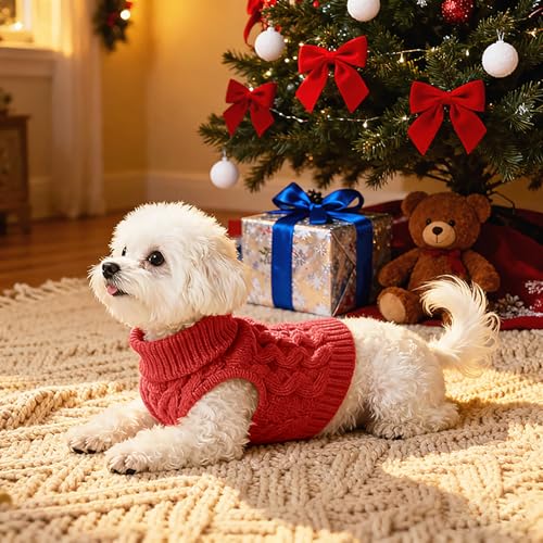 Adboros 6 Pack Warm Small Dog Sweater Puppy Small Medium Warm Cloth in Winter Cable Knitwear Pet Cat Turtleneck Knitted Sweaters Cold Weather for Boy Girl Pet Chihuahua Doggie, Six Colors (M) by Adboros - Image 5