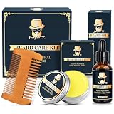 Dad Gifts Fathers Day, Beard Kit w/Beard Oil, Balm, Comb, Men's Daily Grooming & Care, Moisturize & Soften Facial Hair, Dad Day Gifts from Daughter Wife Son, Birthday Gifts for Husband Boyfriend Son