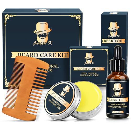 Dad Gifts Fathers Day, Beard Kit w/Beard Oil, Balm, Comb, Men's Daily Grooming & Care, Moisturize & Soften Facial Hair, Dad Day Gifts from Daughter Wife Son, Birthday Gifts for Husband Boyfriend Son