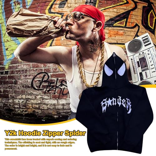 Mulheres com capuz Spider Zip Up - Moletom com capuz de aranha grande para mulheres - Moletom com ca