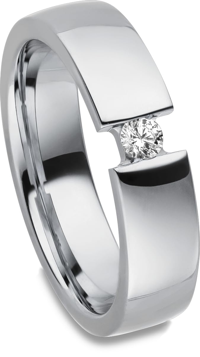 Kolibri Rings - Freundschaftsringe Silber 925 Paarpreis Spannring-Optik Massiv Nickelfrei Zirkonia Stein Trauringe Eheringe Partnerringe 100% Made in Germany- Inkl. Gratis Etui + Gravur