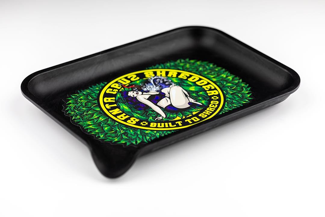 Santa Cruz Shredder Born to Shred Black Tray- Smooth Rounded Edges, Spout for Easy Filling - Durable Design for Effortless Rolling Experience - Small