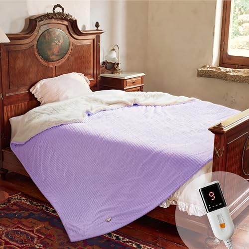 Texciting Heated Blanket Twin Size,Electric Blanket,ETL Certified,Purple