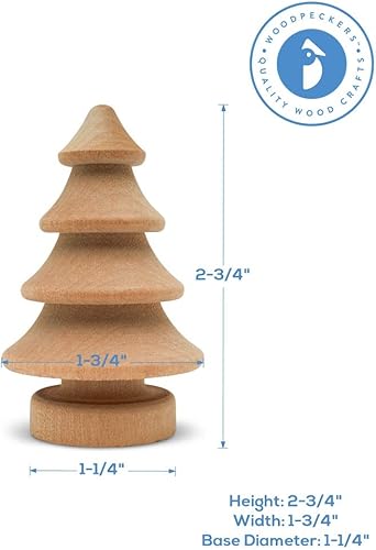 Miniatura 3 de Mini árbol de Navidad de madera de 2-34 pulgadas, paquete de 10 árboles en miniatura de madera sin terminar para manualidades de Navidad, gente de