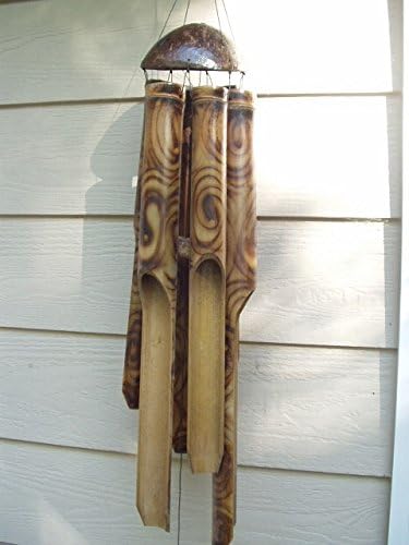 Fireburnt Swirl Large Tubes Half Coconut Top Bamboo Wind Chimes