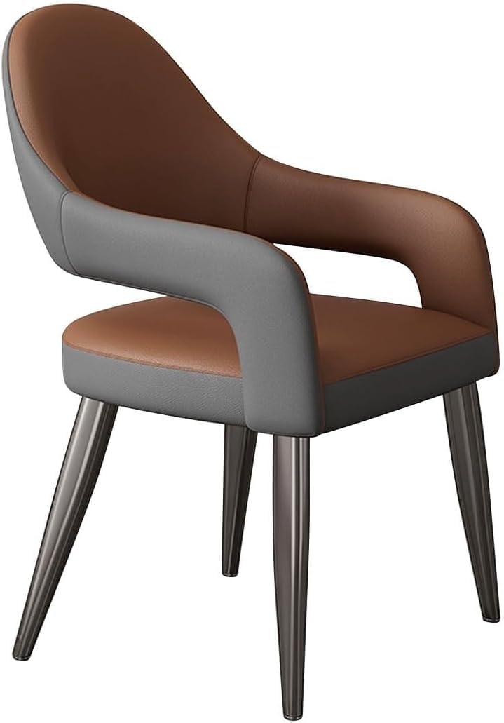 Chaises de salle à manger modernes du milieu du siècle en cuir avec dossier rembourré élégantes marron foncé chaises de lecture pour la maison et le bureau