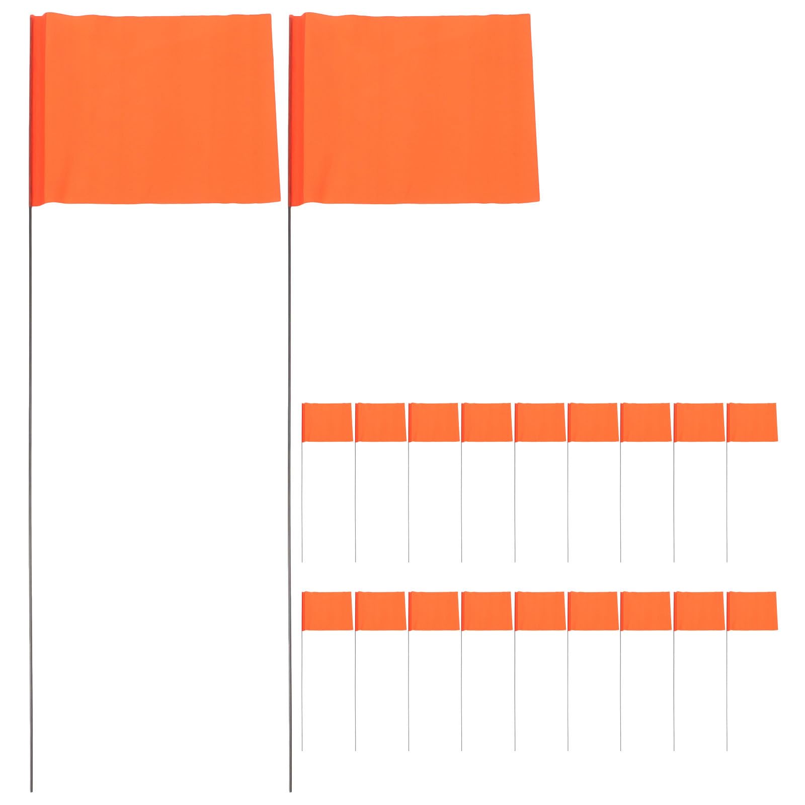 Kisangel 150 fanions orange de marquage de jardin - Marquages ​​de jardin avec piquets en acier - ​​de pelouse inscriptibles et imperméables pour l'arpentage et l'aménagement paysager (15 x