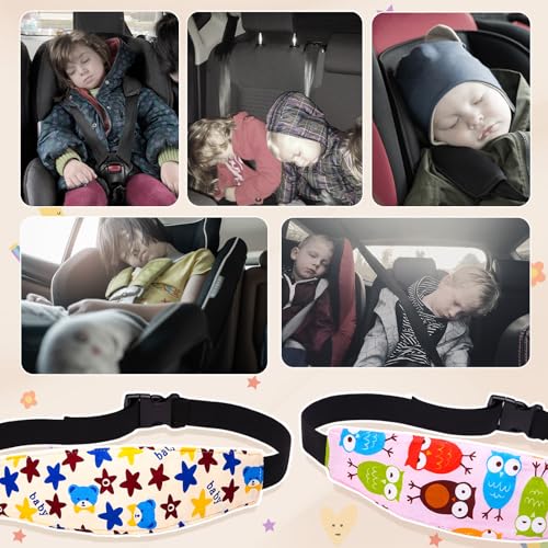 Miniatura 7 de Kesote 2 Pzs Soporte Seguridad Para Cabeza De Niños Sujetador Ajustable Para Silla De Coche, Cinturón Sostener Cabeza De Bebé En Asiento Del Coche Blanco Y Rosa