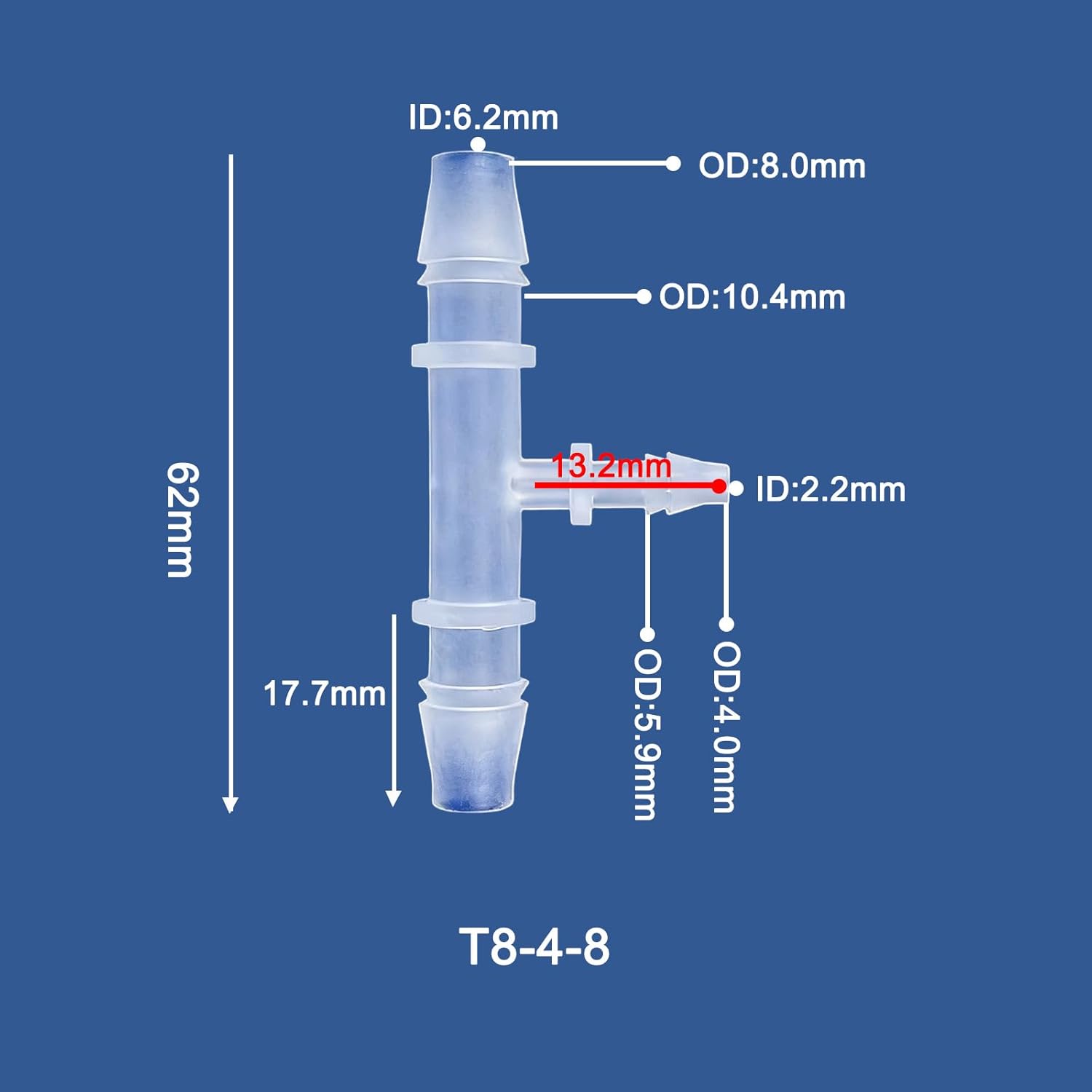 100PCS Barbed Reducing Tee Connector - PP Material Chemical Resistant High Pressure Three-Way Hose Fitting, 3-Way Size Adapter & Flow Divider for Water, Air and Fuel Lines