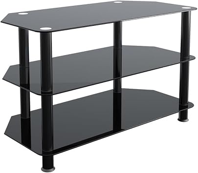 AVF Transitional Steel and Glass TV Stand for up to 42" TVs in Black/Chrome