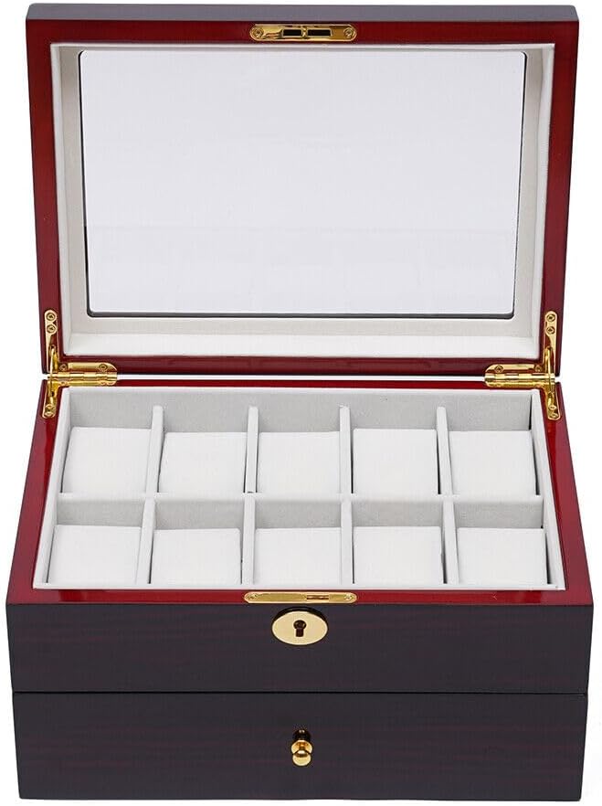 Vintage Wooden Watch Box Case Organizer 30 Slots Watches Holder Jewelry Storage Display