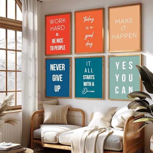Image of kotart Motivational Quote | Poster with glass frames, wall for hanging, Home decor paintings living room, bed Set of 6 Multicolo (14X20 Inch, I)