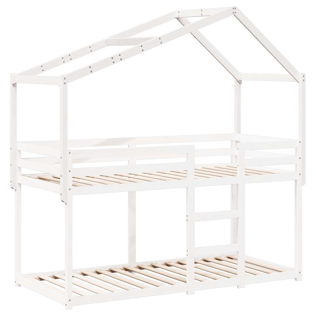Techo para cuna blanco de pino macizo 213 x 95,5 x 144,5 cm con lado abierto, accesorio para marco de cama, construcción estable, ideal como lugar de juego y retiro en la habitación de los